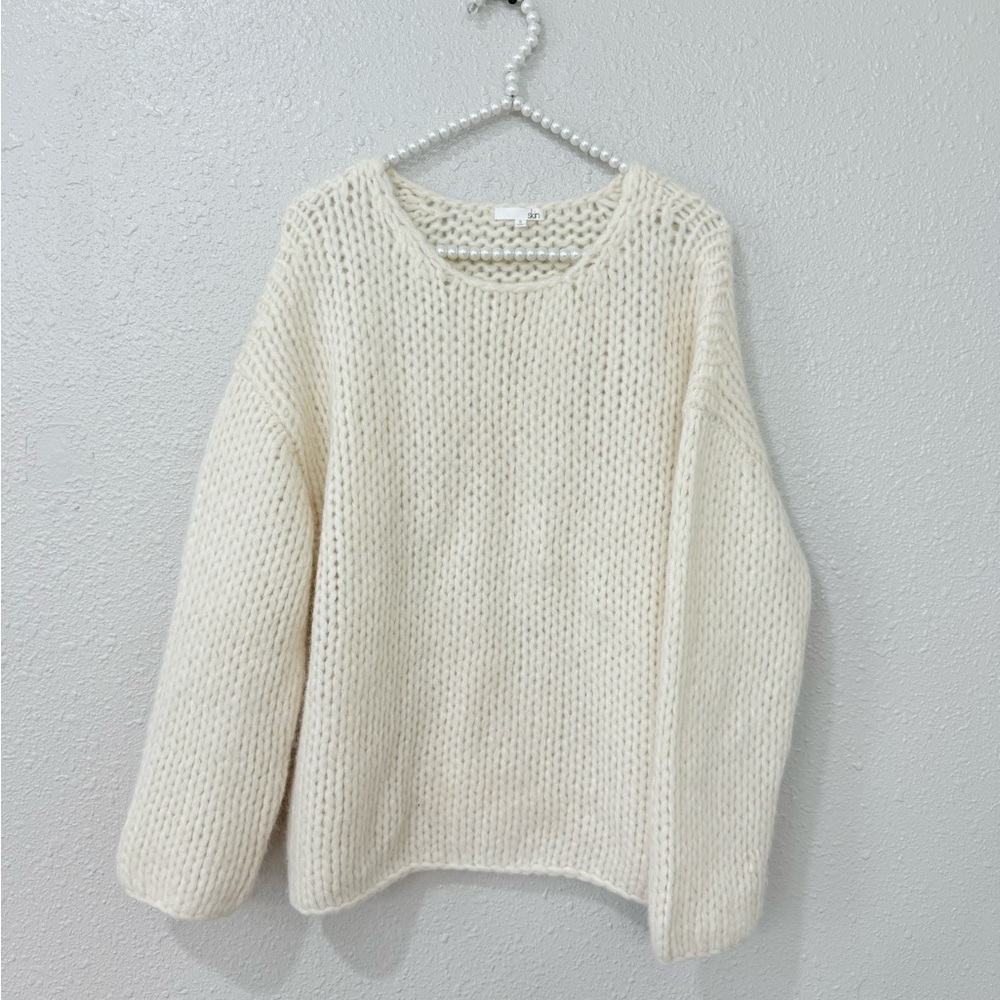 SKIN Baby Alpaca Chunky Knit Sweater S Cream Quiet Luxury Minimalist The Row